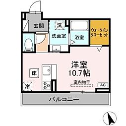 JR東海道本線 岡崎駅 徒歩15分の賃貸アパート 3階ワンルームの間取り