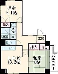 エイトジャパンシーダー 7階2LDKの間取り