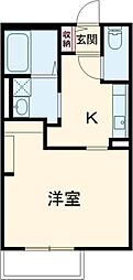 桂ハイム常磐 2階1Kの間取り
