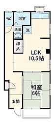 藤コーポ 1階1LDKの間取り