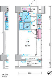GENOVIA三ノ輪IIIskygarden 11階1Kの間取り
