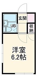 パルコート松戸 2階1Kの間取り