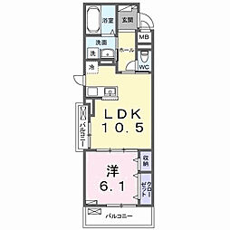 ラニカイ・Ｍ 2階1LDKの間取り