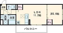 ＦｌｅｕｒII 2階1LDKの間取り