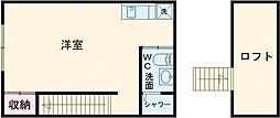リブ・カミーノ 2階ワンルームの間取り