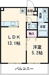 メゾンK 3階1LDKの間取り