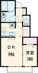 ヴィラージュ国立 1階1DKの間取り