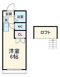 KAISER　HOUSE 2階1Kの間取り