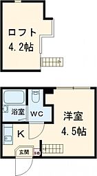 フラワーテラス 1階ワンルームの間取り