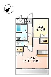 エスポワール 2階1LDKの間取り