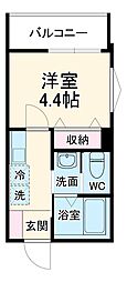 MELDIA新秋津 1階1Kの間取り