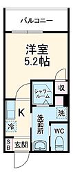 MELDIA新秋津 1階1Kの間取り