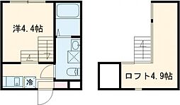 ノベレア 2階1Kの間取り