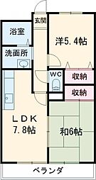 GSINビル 1階2DKの間取り