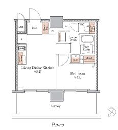 ジオエント梅田北リバーフロント 10階1DKの間取り