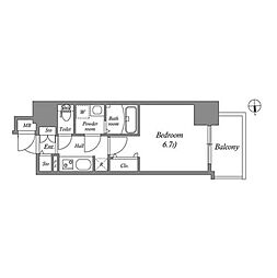ファーストフィオーレ大阪城イースト 7階1Kの間取り