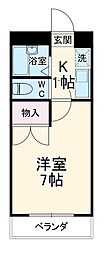 オークスクエア 1階1Kの間取り