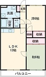 エーデルハイム 1階2LDKの間取り