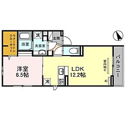 Les jours Shimizu 3階1LDKの間取り