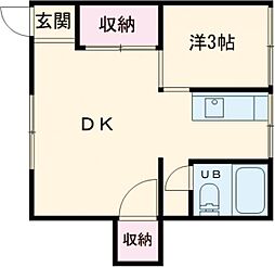 スリーファイブ 1階1DKの間取り