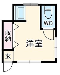 はるみ荘 1階ワンルームの間取り