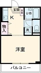 エスペランサ 1階1Kの間取り