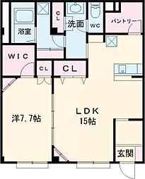 シュバーンII 1階1LDKの間取り