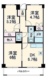 PLENDY堀崎公園 2階3DKの間取り