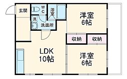 藤沢第一ＳＫビル 3階2LDKの間取り