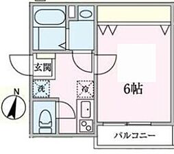 ウエストガーデン武里 1階1Kの間取り