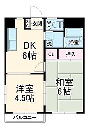 リンナイハイツ 2階2DKの間取り