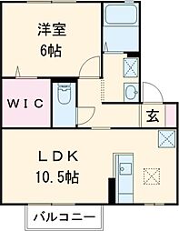 グランメールS 1階1LDKの間取り
