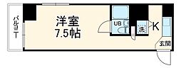 エルニド久米川 6階ワンルームの間取り