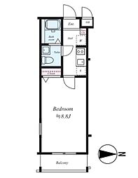 グランフォース浮間舟渡 3階1Kの間取り
