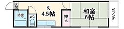清滝園 2階1Kの間取り