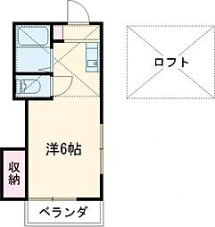 ウエストヒル 1階ワンルームの間取り