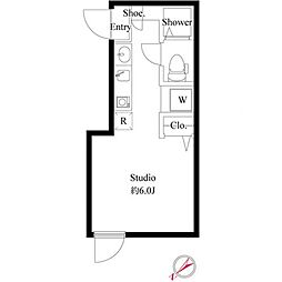 セレブラーレ町屋 1階ワンルームの間取り