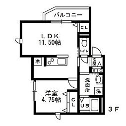 アピス赤羽 1階1LDKの間取り