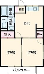 コーポ阿部Ｂ棟 2階2DKの間取り