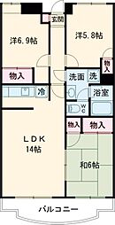 シャルマン成城 303 3階3LDKの間取り