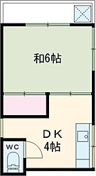 片桐アパート 3階1DKの間取り