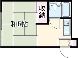 松林コーポ 1階1Kの間取り
