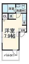 ＭＥＬＤＩＡ大宮Ｂ 1階ワンルームの間取り
