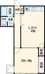 パレスガル 5階1LDKの間取り