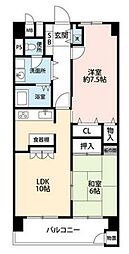 東建柏木マンション 8階2LDKの間取り