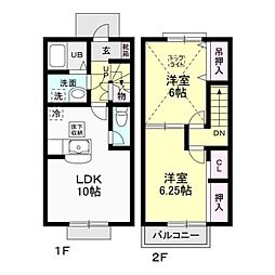 ブレス光Ａ 1階2LDKの間取り