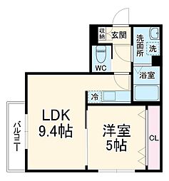 ＲＩＺＥ春日部 1階1LDKの間取り