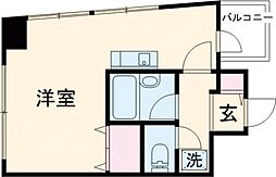 早稲田ノースウエストビルディング 5階ワンルームの間取り