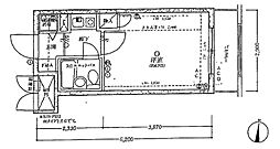 ライオンズプラザ川崎II 2階ワンルームの間取り