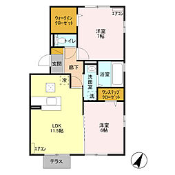 ルンダーベルク　Ａ 1階2LDKの間取り